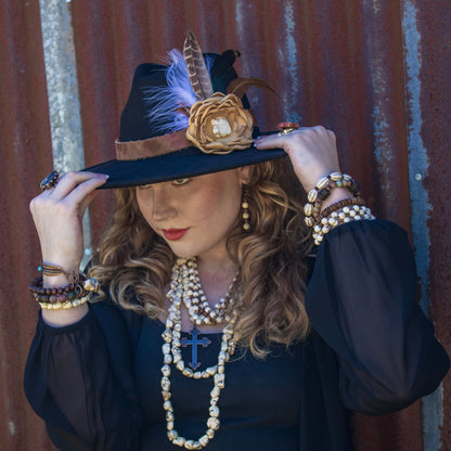 Genuine Picasso Jasper and Wood Stretch Bracelet 810p