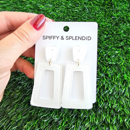Avery Earrings - White Glitter