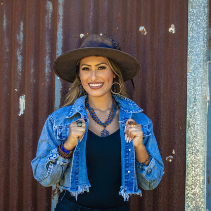Western Copper Hoop Earrings w/ Blue Lapis Beads 225w