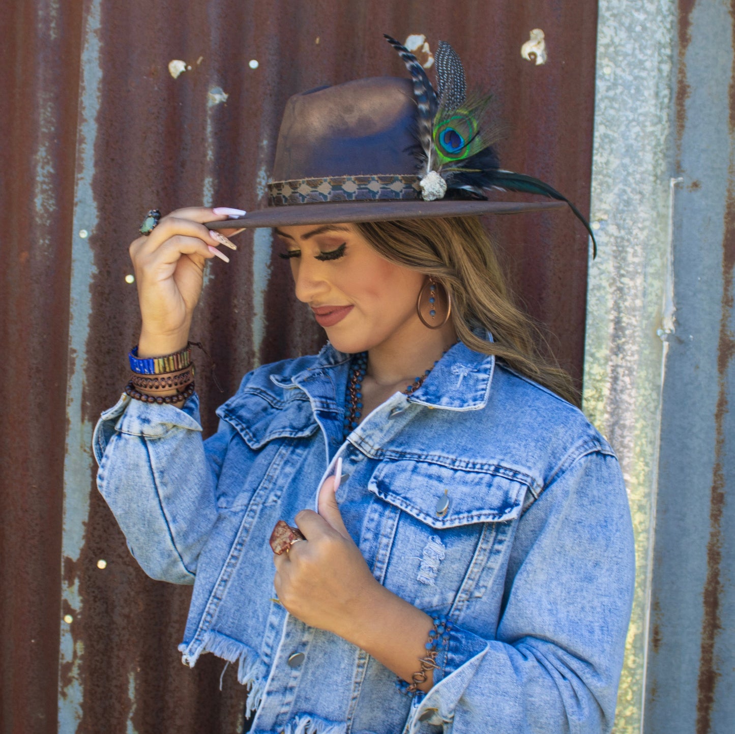 **Woven Picasso Jasper & Lapis Beaded Bracelet 809z