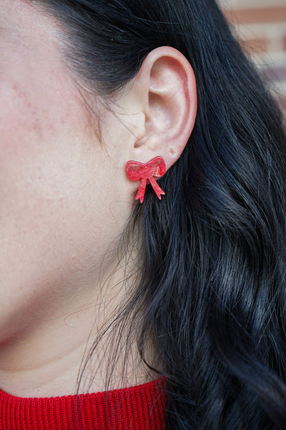 Bow Studs - Red Shimmer
