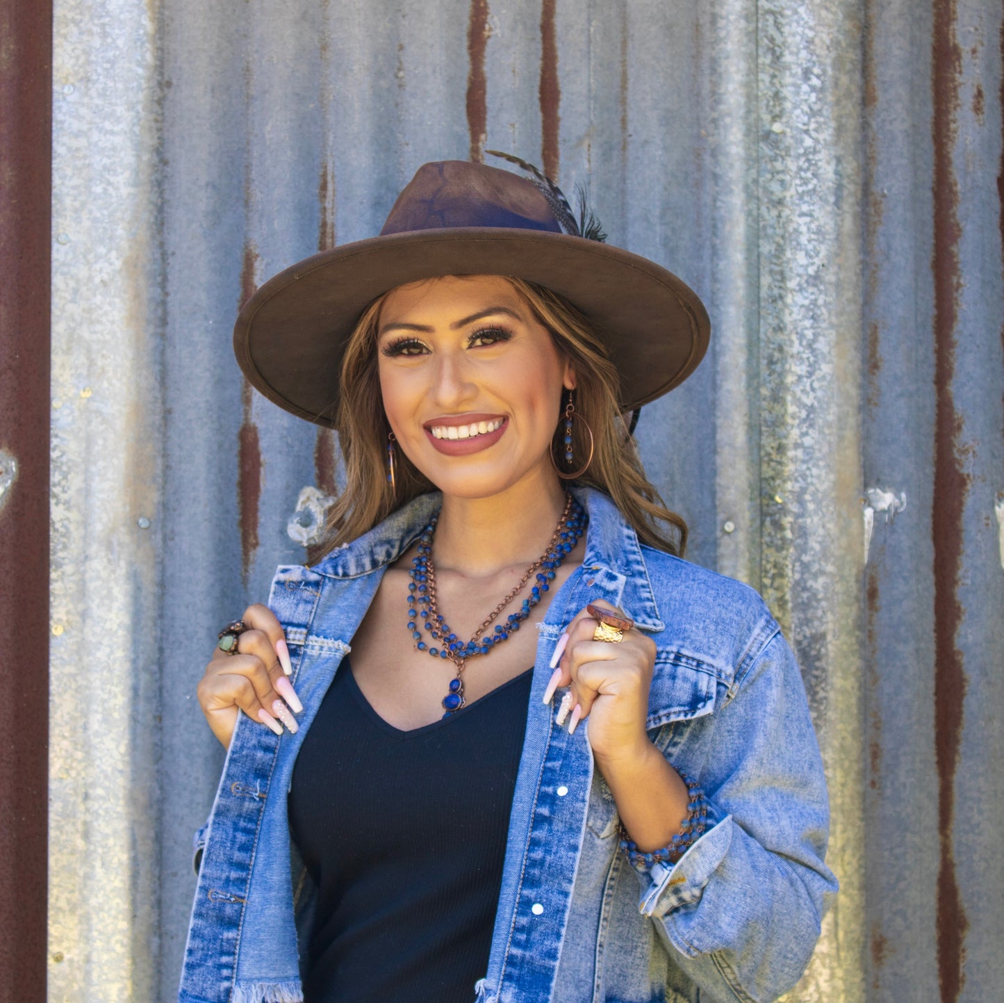 Blue Lapis Beaded Collar Necklace w/ Lapis Pendant 261s