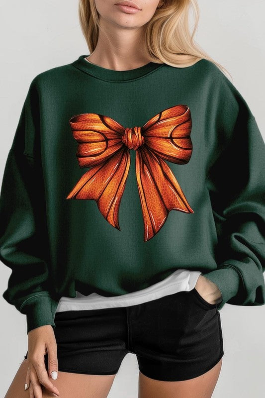 Coquette Basketball Bow Graphic Fleece Sweatshirt