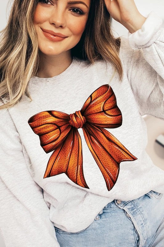 Coquette Basketball Bow Graphic Fleece Sweatshirt