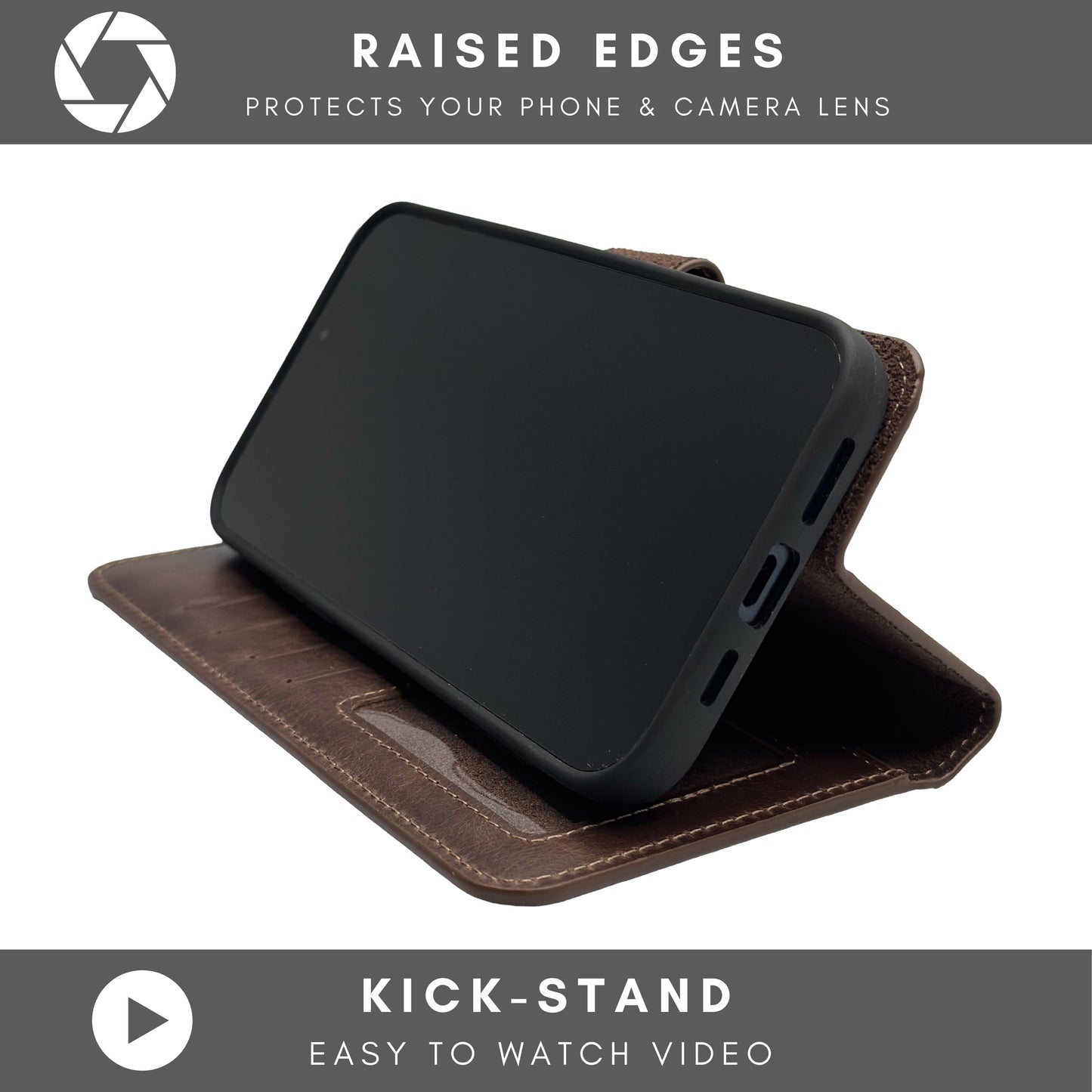 Vegas Premium Leather iPhone 15 Pro Wallet Case with MagSafe | Detachable RFID Blocking Luxury Wallet