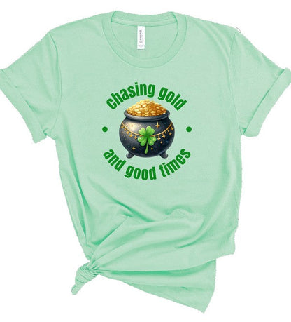 Chasing Gold and Good Times Graphic Crew Neck Tee