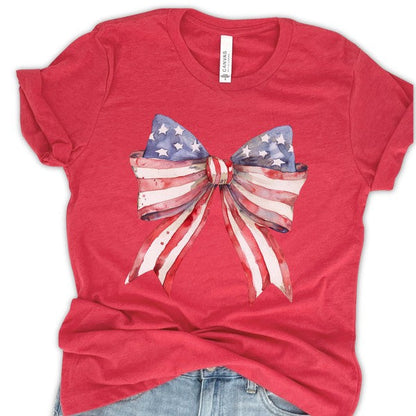 Freedom Bow Red White Blue Independence Tee