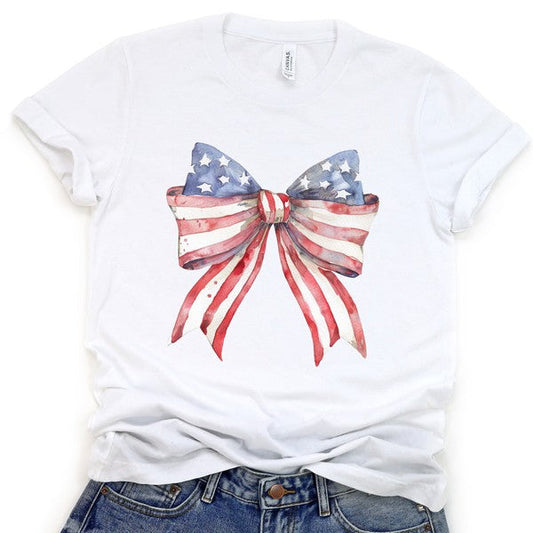 Freedom Bow Red White Blue Independence Tee