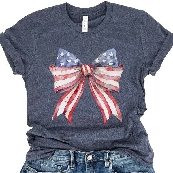 Freedom Bow Red White Blue Independence Tee