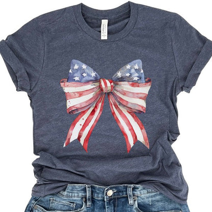 Freedom Bow Red White Blue Independence Tee