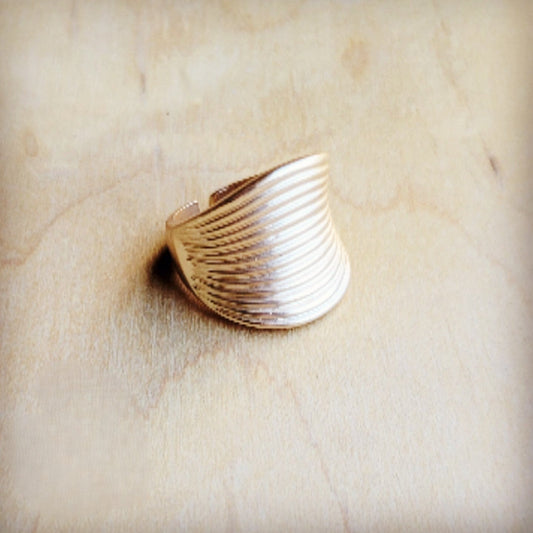 Matte Gold Electroplate Cuff Ring 012b