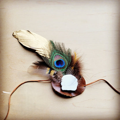 Peacock/Gold Feather w/ Leather Hat Band (Band Only) 983j