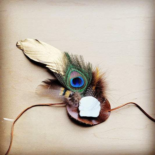 Peacock/Gold Feather w/ Leather Hat Band (Band Only) 983j