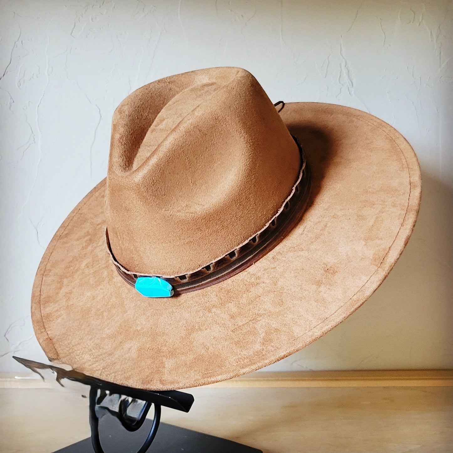 Red Brown Navajo Turq Slab Leather Hat Band + Choice of Hat 986h