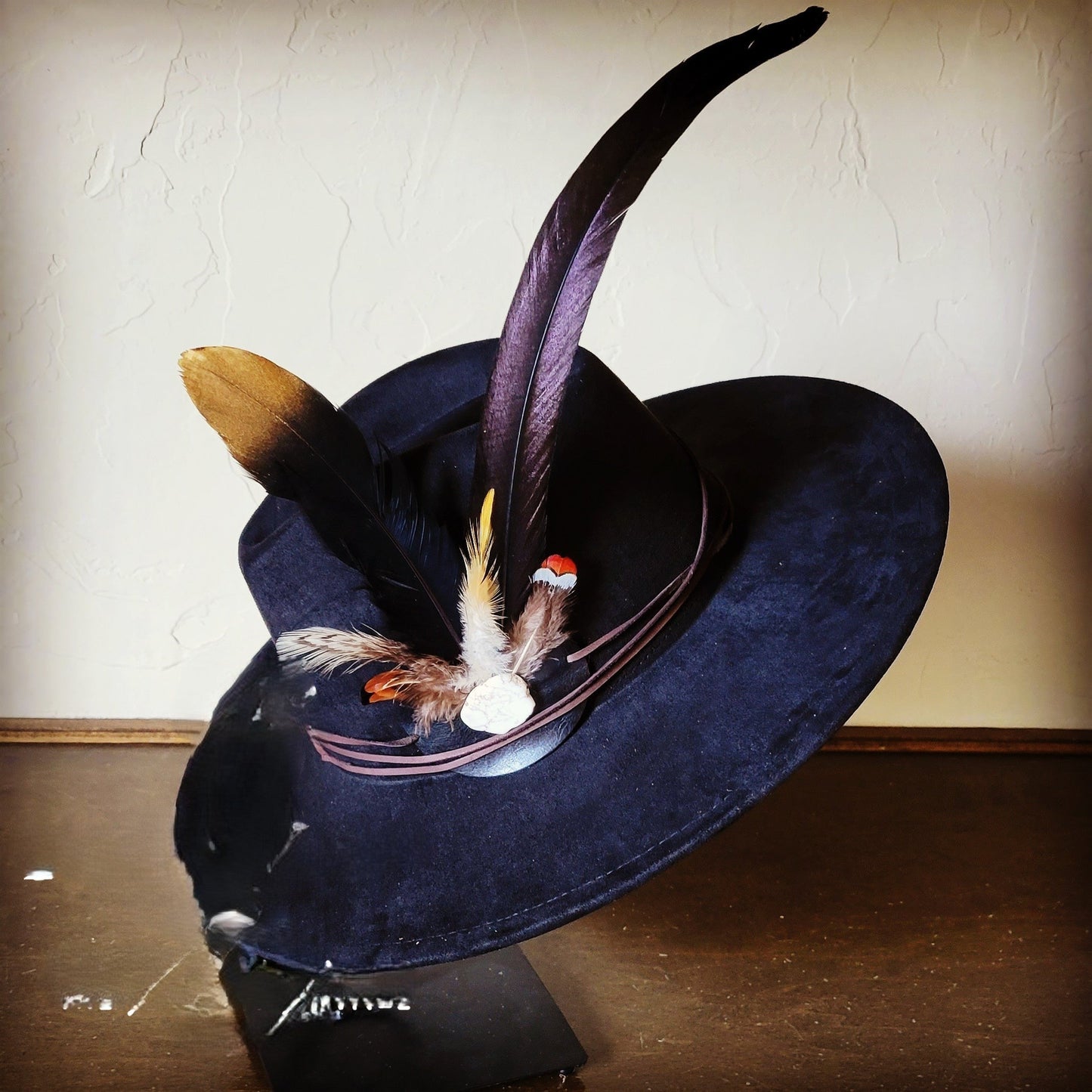 Long Black Gold Feather & Turquoise Slab Hat Band + Choice of Hat 986e