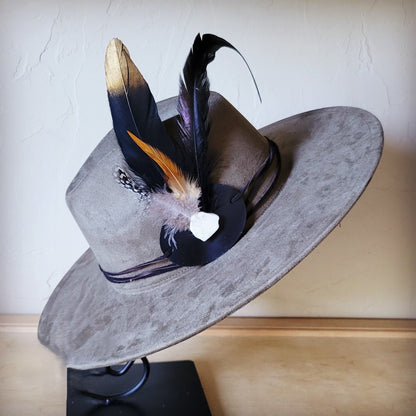 Long Black Gold Feather & Turquoise Slab Hat Band + Choice of Hat 986e