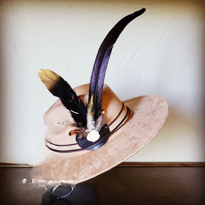 Long Black Gold Feather & Turquoise Slab Hat Band + Choice of Hat 986e