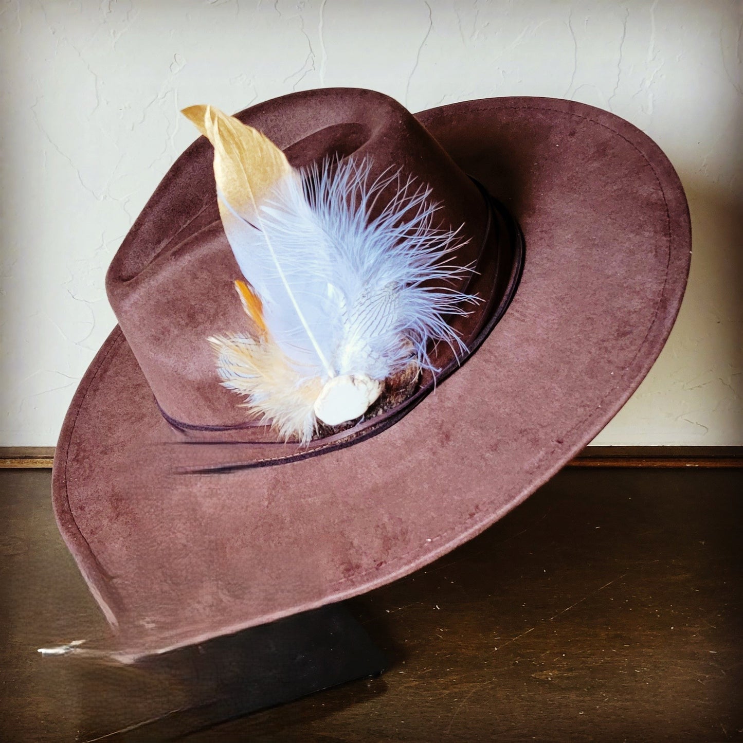 Dark Metallic Feather & Turquoise Slab Hat Band + Choice of Hat 986d