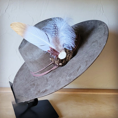 Dark Metallic Feather & Turquoise Slab Hat Band + Choice of Hat 986d