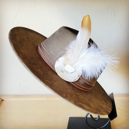 Cream Metallic Feather & Turquoise Slab Hat Band + Choice of Hat 986c