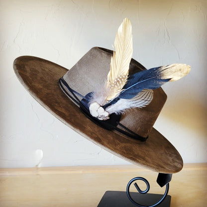 Black Gold Feather & Turquoise Slab Hat Band + Choice of Hat 986b