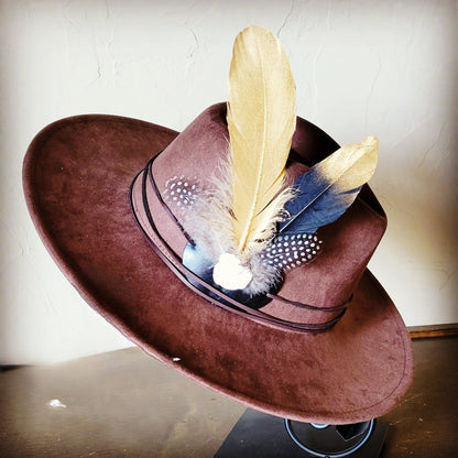Black Gold Feather & Turquoise Slab Hat Band + Choice of Hat 986b