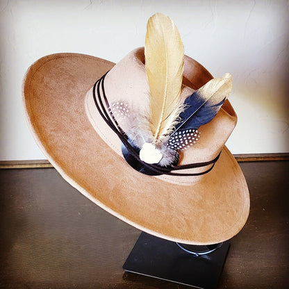 Black Gold Feather & Turquoise Slab Hat Band + Choice of Hat 986b