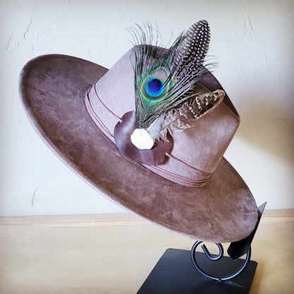 Peacock Guinea Feather & Turquoise Slab Hat Band + Choice of Hat 985w