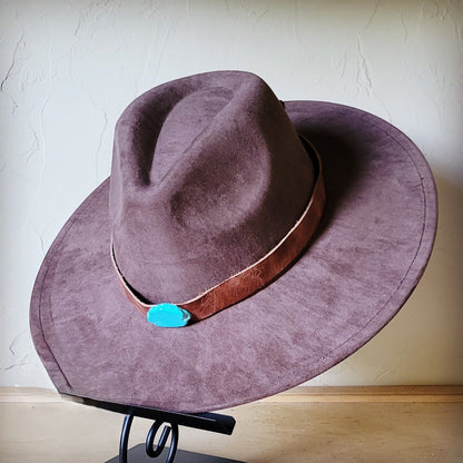 Cognac w/ Turq Slab Leather Band + Choice of Boho Hat 985r