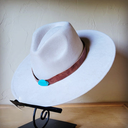 Cognac w/ Turq Slab Leather Band + Choice of Boho Hat 985r