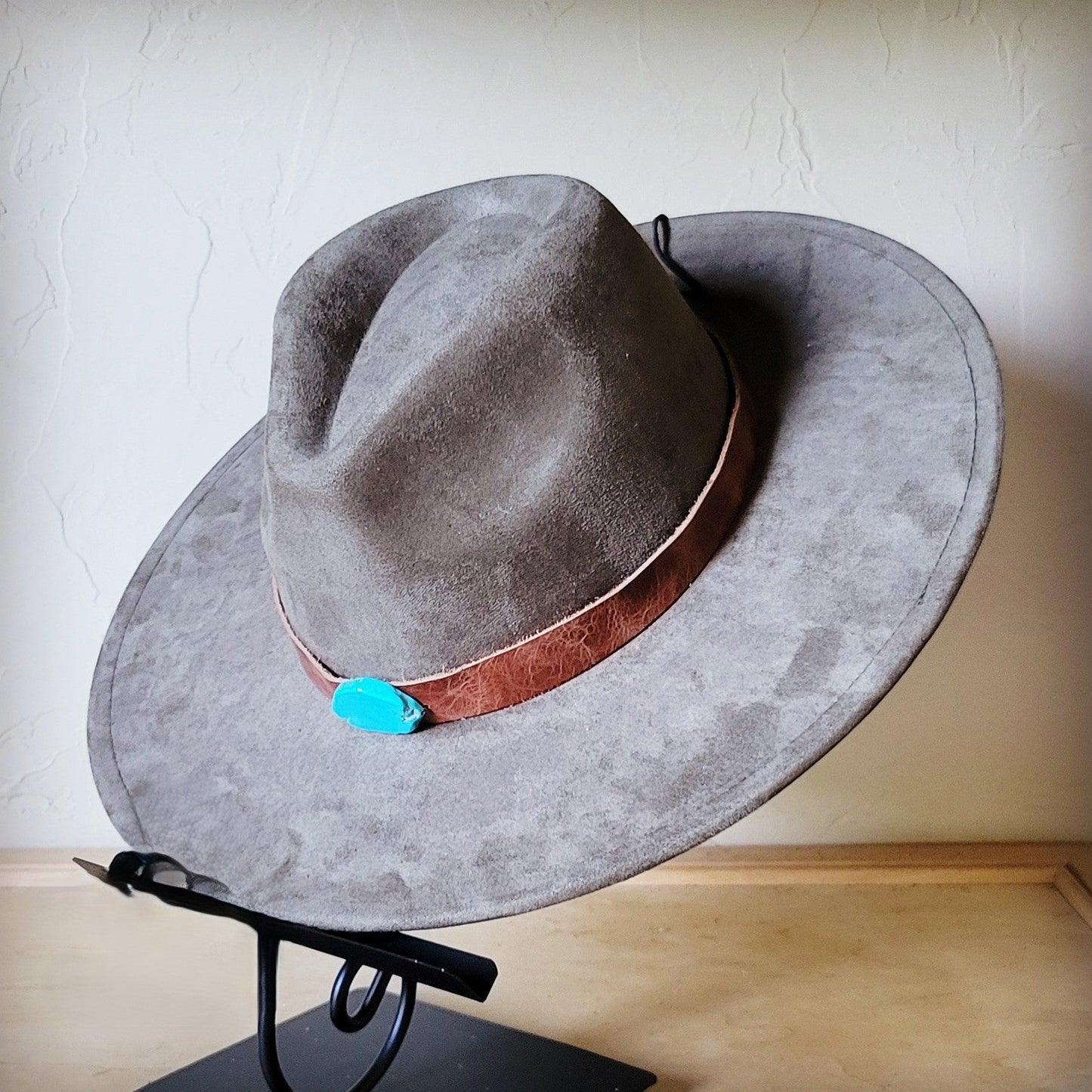 Cognac w/ Turq Slab Leather Band + Choice of Boho Hat 985r