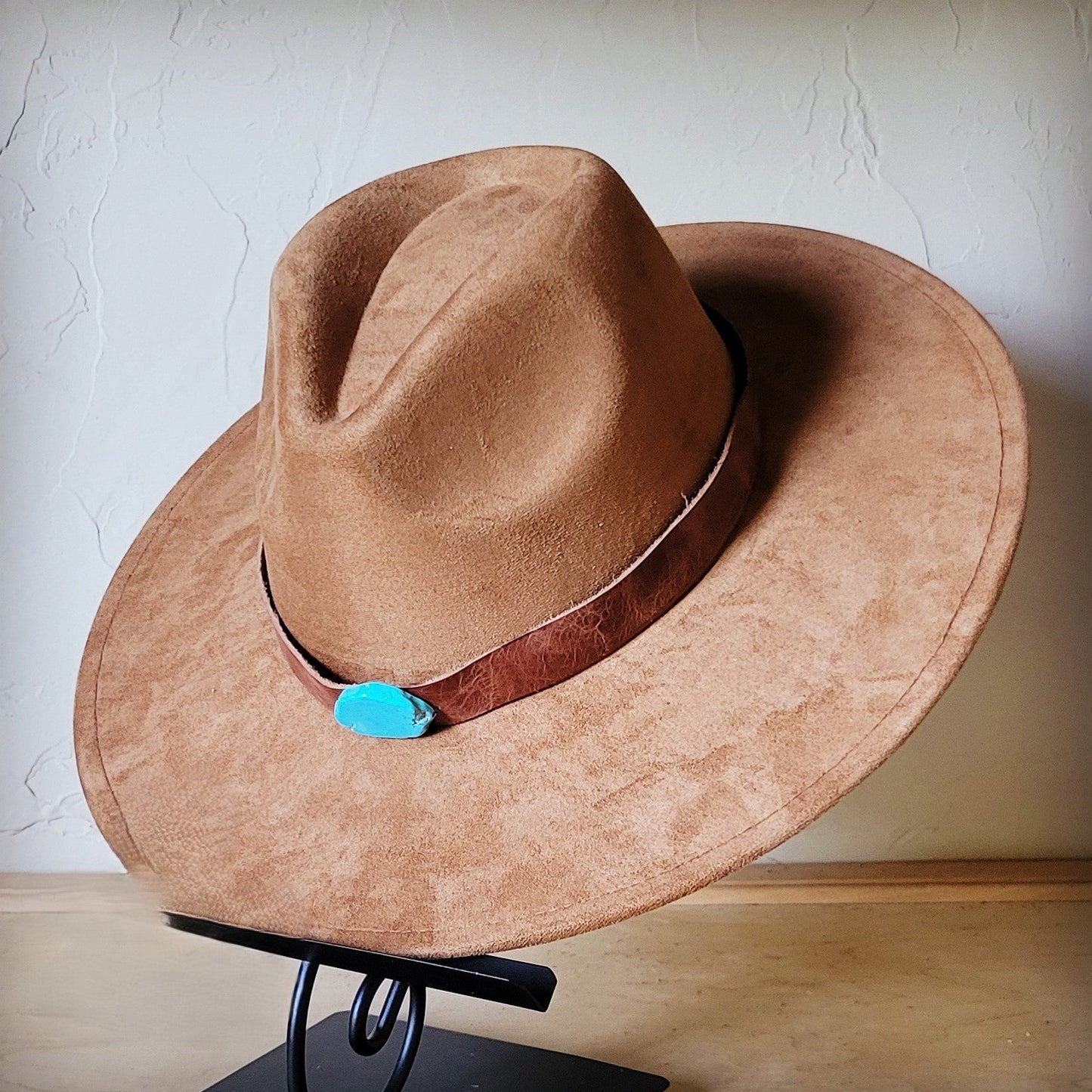 Cognac w/ Turq Slab Leather Band + Choice of Boho Hat 985r