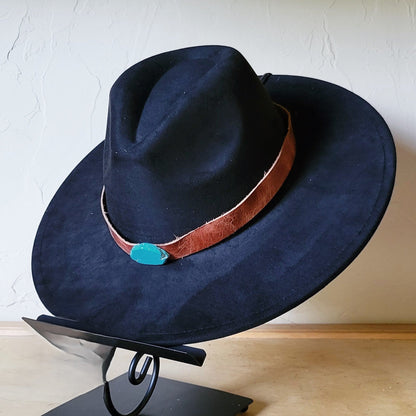 Cognac w/ Turq Slab Leather Band + Choice of Boho Hat 985r