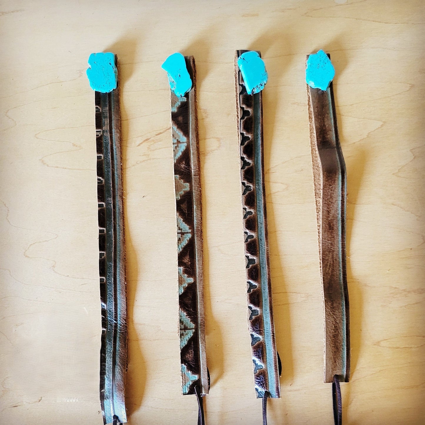 Turquoise Navajo Turq Slab Leather Band + Choice of Boho Hat 985q