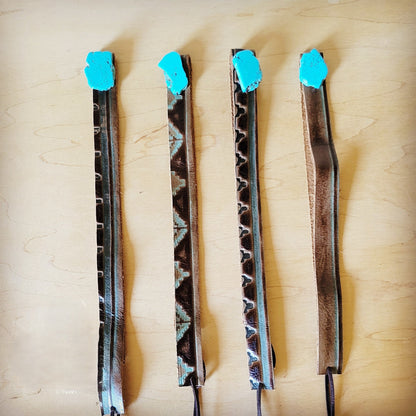 Turquoise Navajo Turq Slab Leather Band + Choice of Boho Hat 985q