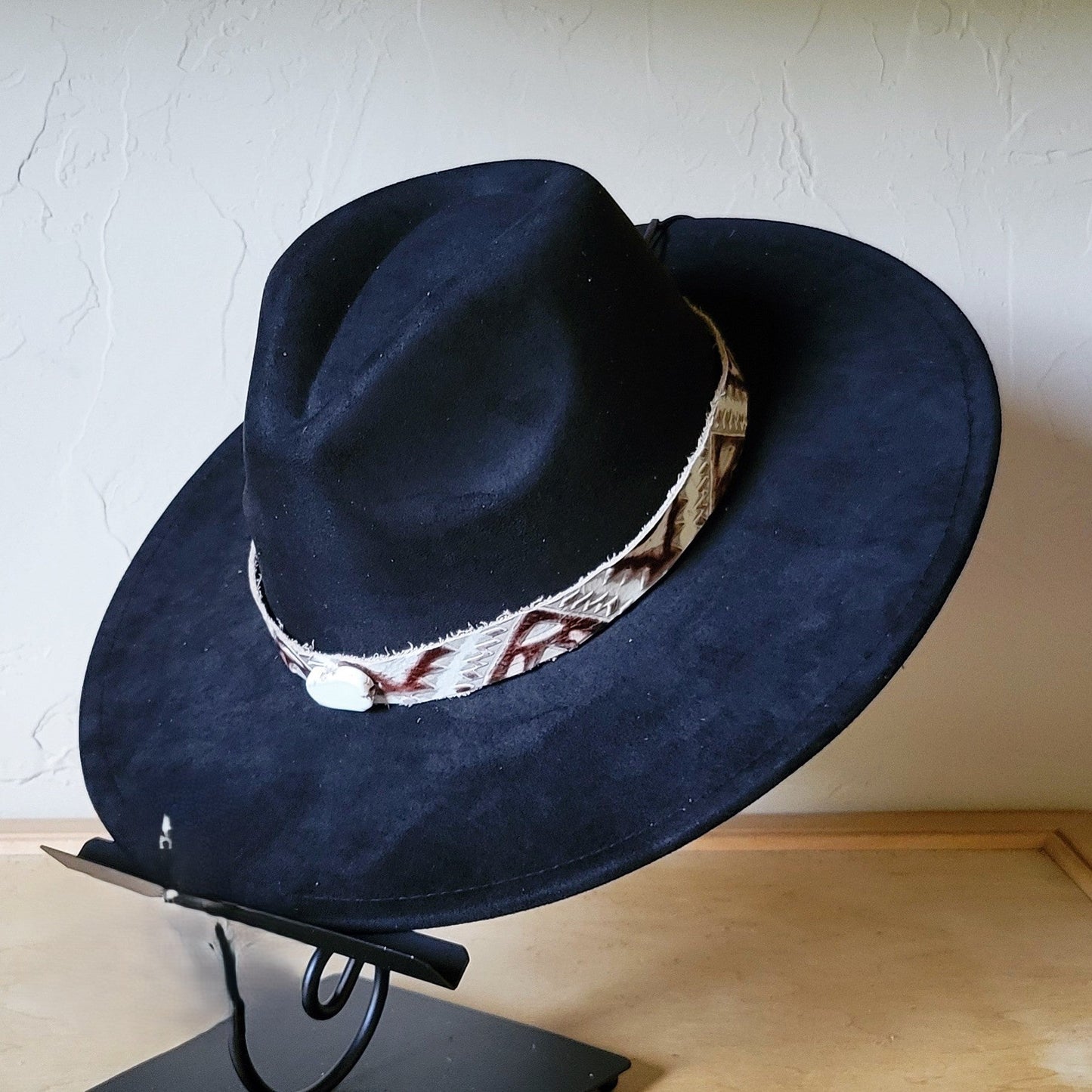 Gold Aztec Turquoise Slab Leather Band w/ Choice of Boho Hat 985n