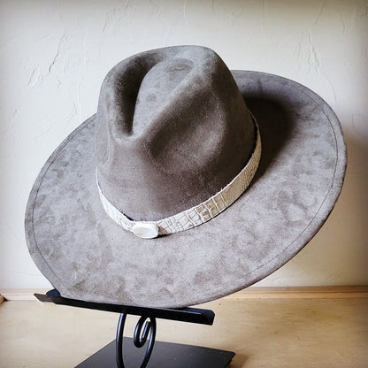 Gold Gator Turquoise Slab Leather Band w/ Choice of Boho Hat 985m