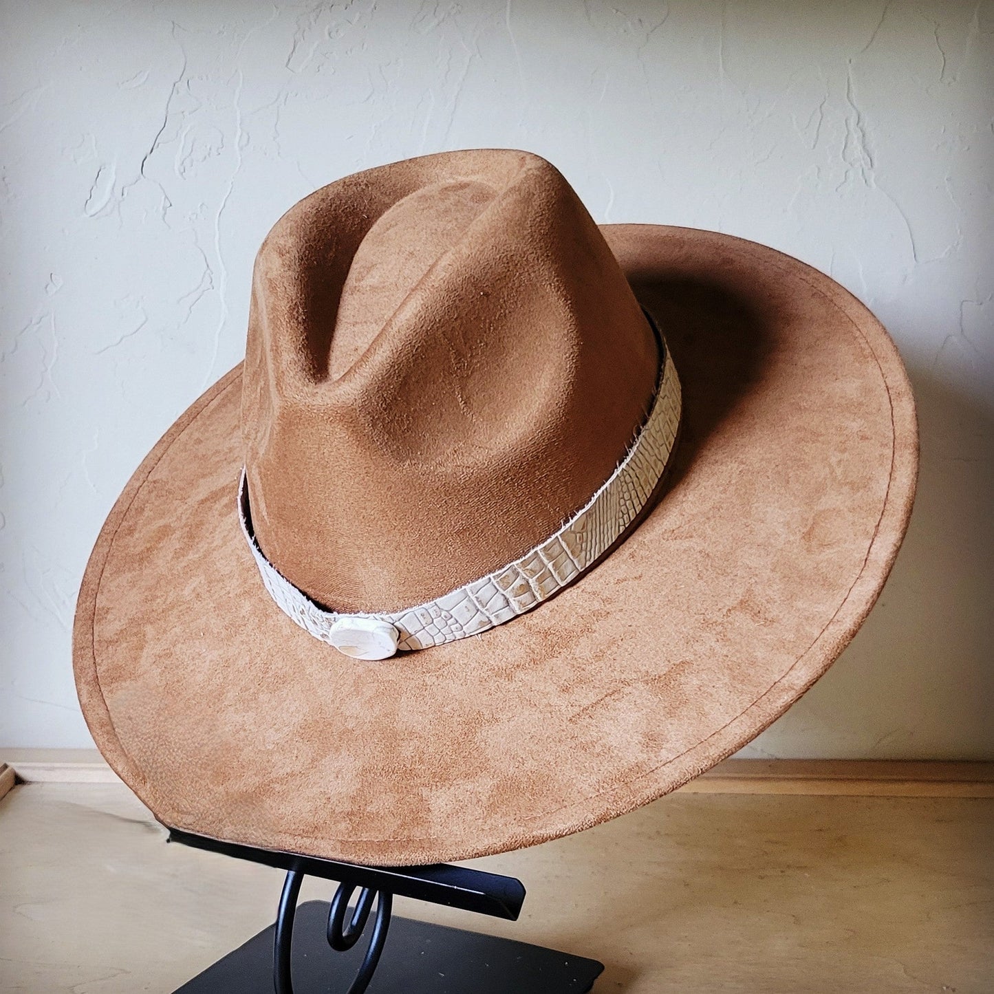 Gold Gator Turquoise Slab Leather Band w/ Choice of Boho Hat 985m