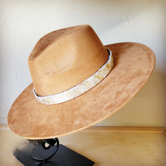 Cream Metallic Western Leather Band w/ Choice of Boho Hat 985i