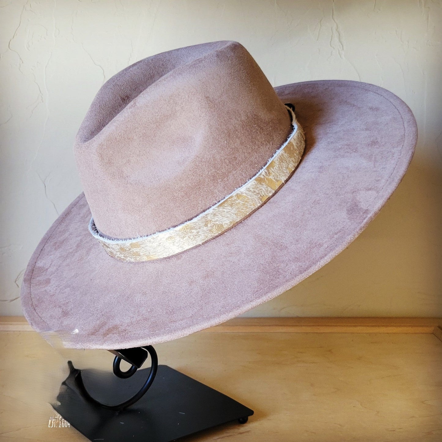 Cream Metallic Western Leather Band w/ Choice of Boho Hat 985i