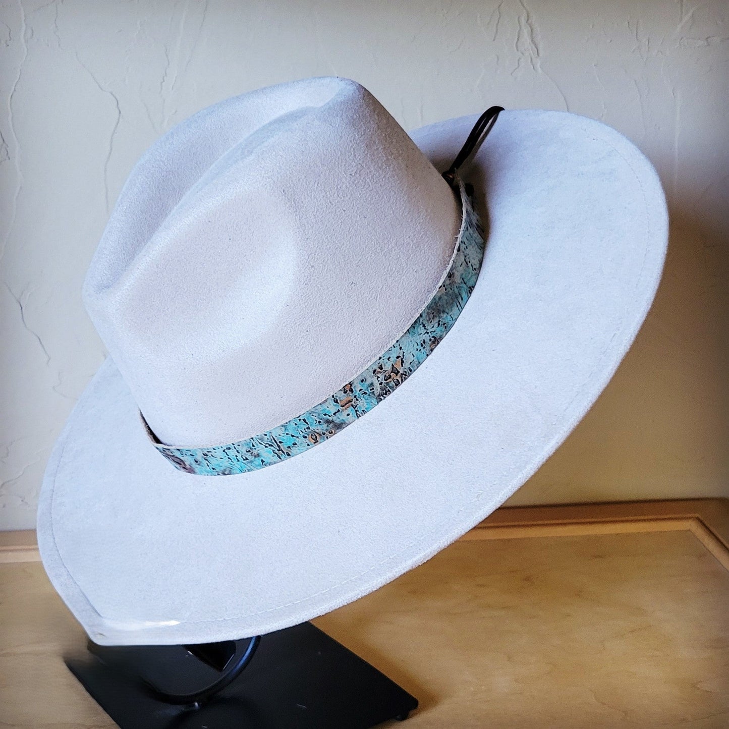 Turquoise Metallic Western Leather Band w/ Choice of Boho Hat 985f