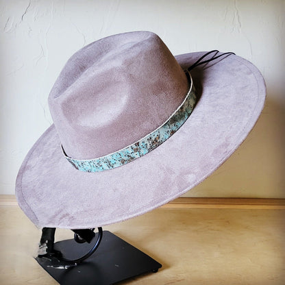 Turquoise Metallic Western Leather Band w/ Choice of Boho Hat 985f