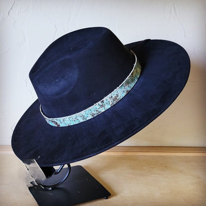 Turquoise Metallic Western Leather Band w/ Choice of Boho Hat 985f