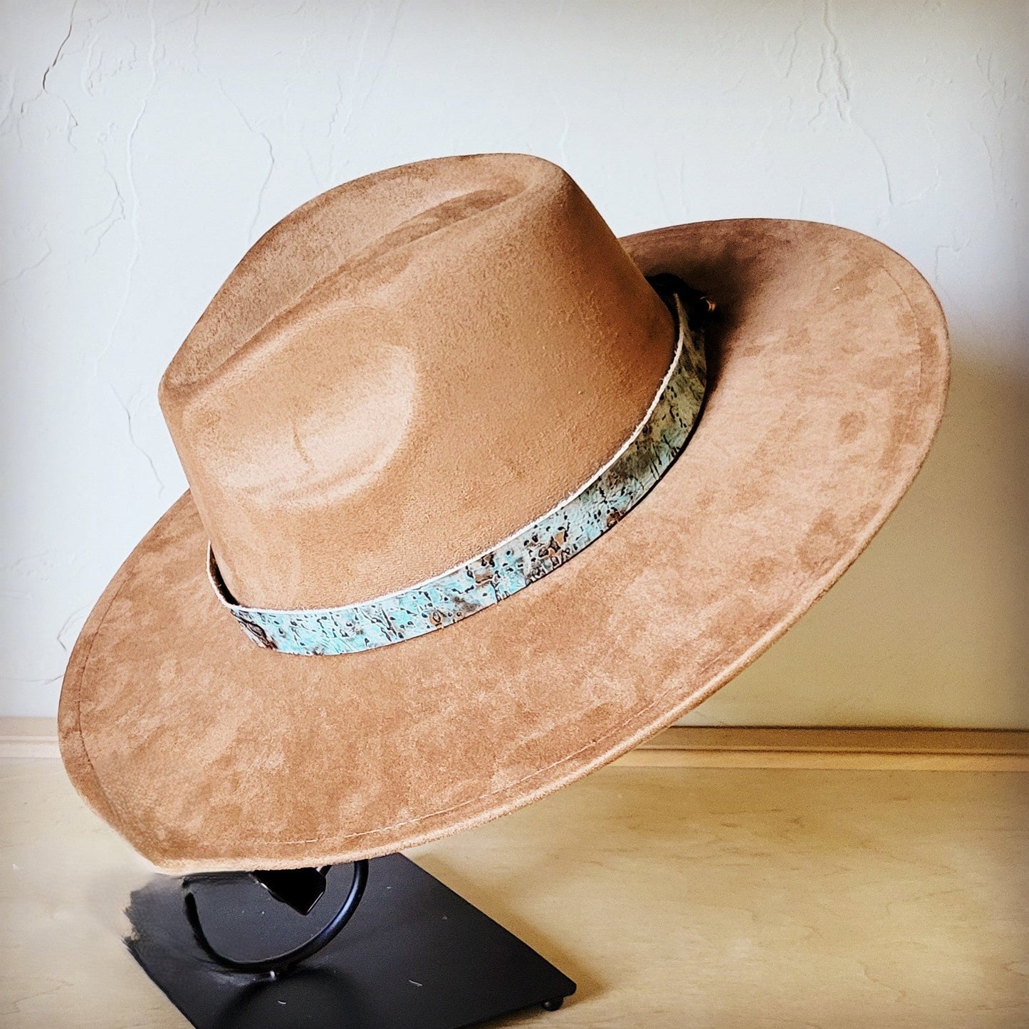 Turquoise Metallic Western Leather Band w/ Choice of Boho Hat 985f