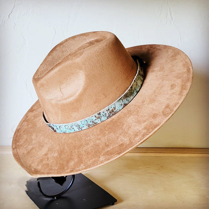 Turquoise Metallic Western Leather Band w/ Choice of Boho Hat 985f