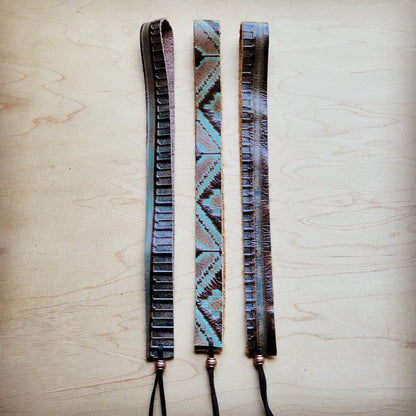 Turquoise Navajo Western Leather Band w/ Choice of Boho Hat 985d