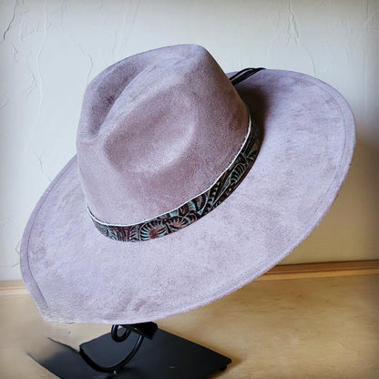 Turquoise Floral Western Leather Band w/ Choice of Boho Hat 984z