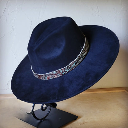 Turquoise Floral Western Leather Band w/ Choice of Boho Hat 984z