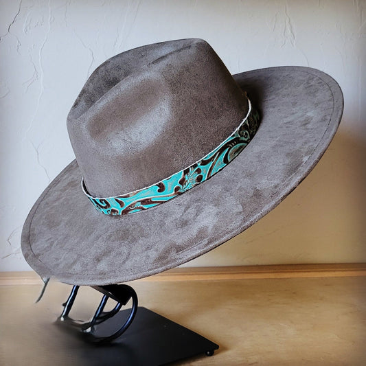 Cowboy Turquoise Western Leather Band w/ Choice of Boho Hat 984y