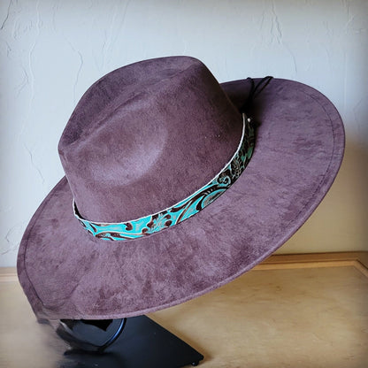 Cowboy Turquoise Western Leather Band w/ Choice of Boho Hat 984y